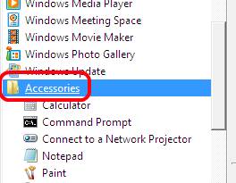 Windows Programs, Accessories Folder